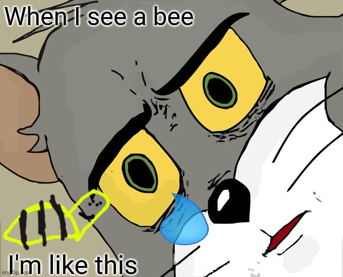 Unsettled Tom | When I see a bee; I'm like this | image tagged in memes,unsettled tom | made w/ Imgflip meme maker