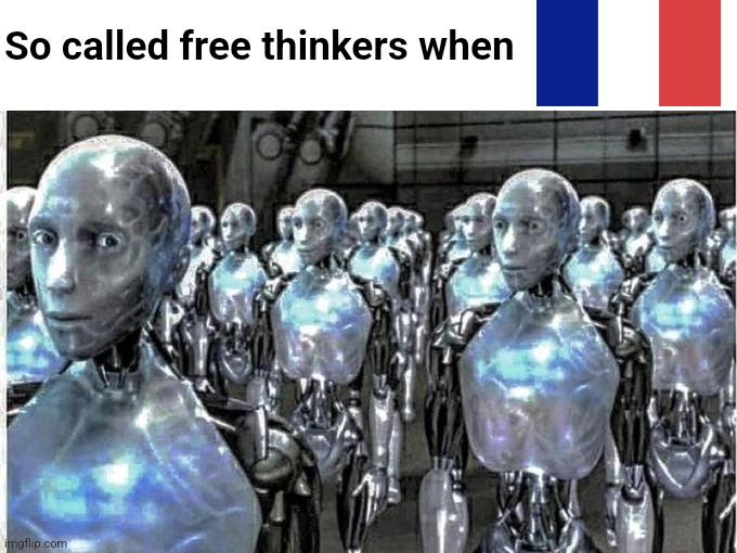 so called free thinkers | So called free thinkers when | image tagged in so called free thinkers,france,french,french flag,parkour,olympics | made w/ Imgflip meme maker