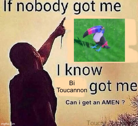 If nobody got me blank | Bi Toucannon | image tagged in if nobody got me blank | made w/ Imgflip meme maker