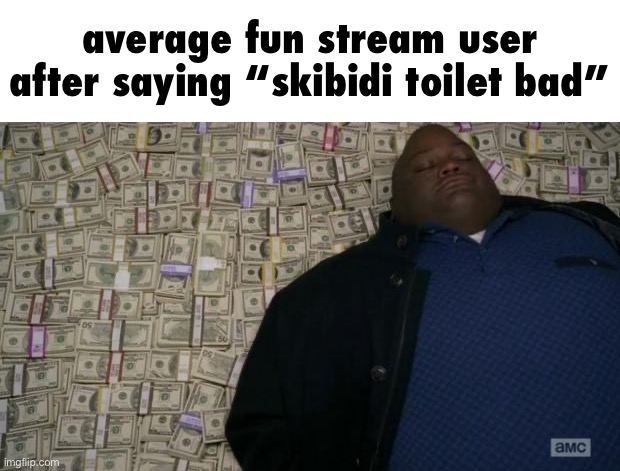 breaking bad money | average fun stream user after saying “skibidi toilet bad” | image tagged in breaking bad money | made w/ Imgflip meme maker