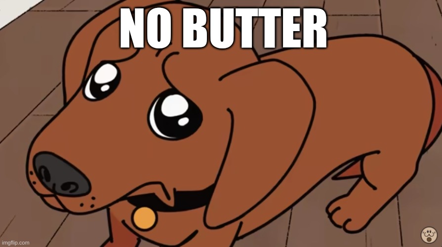 no butter | NO BUTTER | image tagged in dog megamind | made w/ Imgflip meme maker