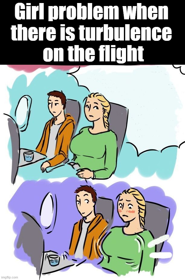 Girl issue | Girl problem when 
there is turbulence 
on the flight | image tagged in comics/cartoons | made w/ Imgflip meme maker