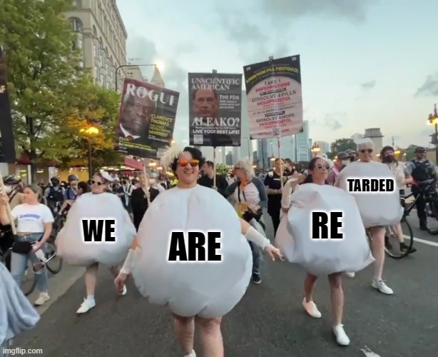 protestors | TARDED; RE; WE; ARE | image tagged in protesters | made w/ Imgflip meme maker