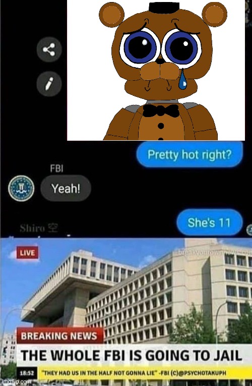 The whole FBI is going to jail | image tagged in the whole fbi is going to jail | made w/ Imgflip meme maker