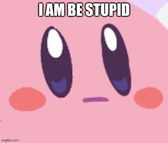 Kirby staring | I AM BE STUPID | image tagged in kirby staring | made w/ Imgflip meme maker