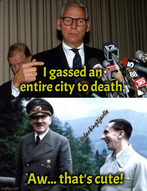 Anderson you noob | I gassed an entire city to death. @darking2jarlie; Aw... that's cute! | image tagged in hitler and goebbels laughing,hitler,india,dark humor | made w/ Imgflip meme maker