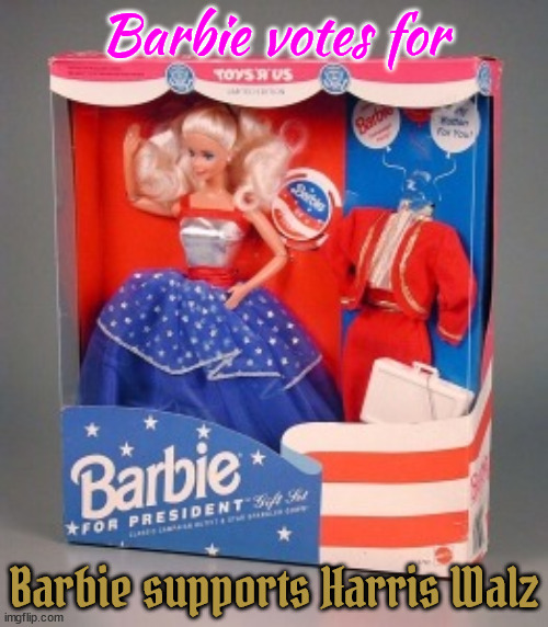 Barbie has a black job to take | Barbie votes for; Barbie supports Harris Walz | image tagged in barbie,talor swift,maga he-man's club,barbie for harris walz,trump's dumped | made w/ Imgflip meme maker