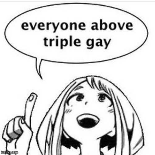 Everyone above Triple gay | image tagged in everyone above triple gay | made w/ Imgflip meme maker