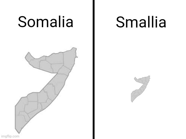 Smallia | Somalia; Smallia | image tagged in square divided in half,somalia,africa,map,funny,memes | made w/ Imgflip meme maker