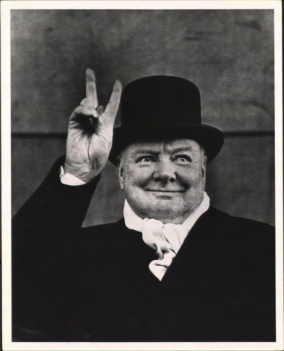 Winston Churchill Signaling Victory Blank Meme Template