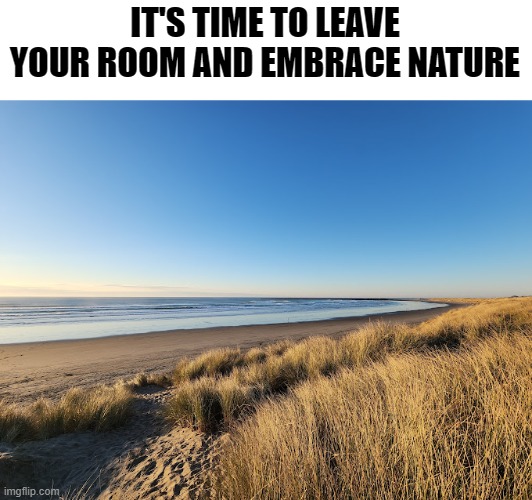 Ultimate argument ender | IT'S TIME TO LEAVE YOUR ROOM AND EMBRACE NATURE | image tagged in memes,dank memes,dank | made w/ Imgflip meme maker