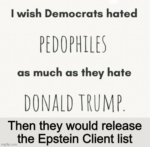 Really, half as much... | Then they would release the Epstein Client list | image tagged in democrats,hiding donor list,aka epstein client list | made w/ Imgflip meme maker