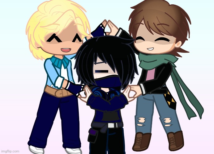 *Materializes* Robros doing a 3 way heart :D | image tagged in gacha life,2,aphmau | made w/ Imgflip meme maker