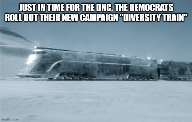 JUST IN TIME FOR THE DNC, THE DEMOCRATS ROLL OUT THEIR NEW CAMPAIGN "DIVERSITY TRAIN" | image tagged in funny memes,politics | made w/ Imgflip meme maker