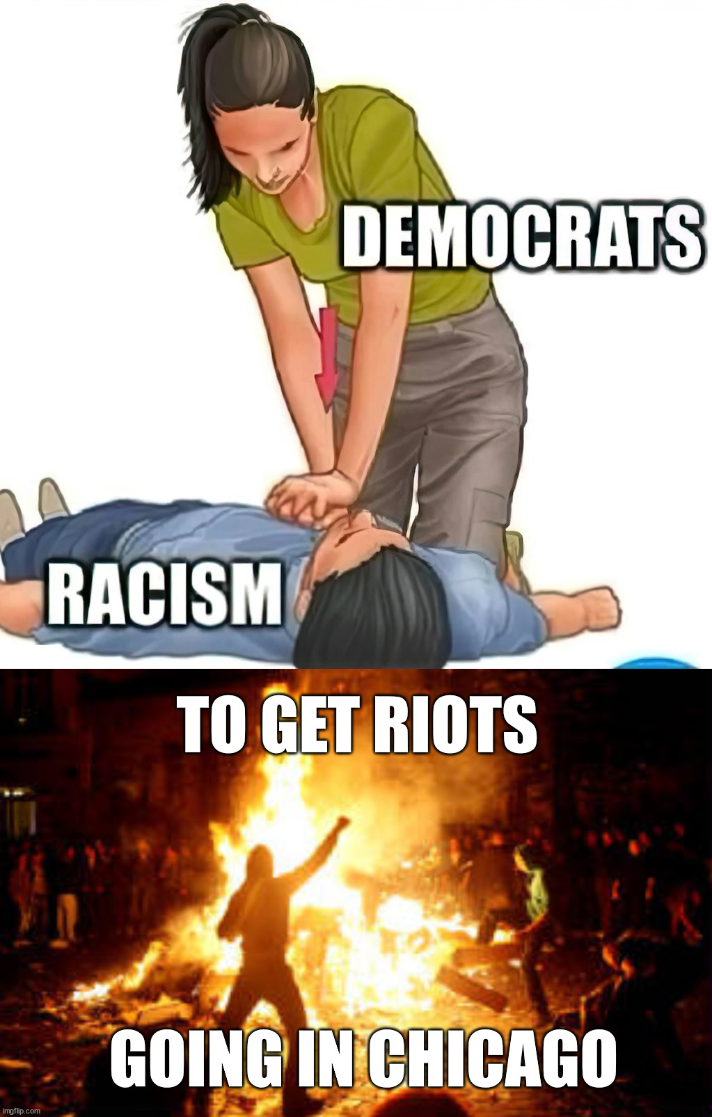 Need to bring up old talking points to get the left to riot | TO GET RIOTS GOING IN CHICAGO | image tagged in anarchy riot,democrats | made w/ Imgflip meme maker