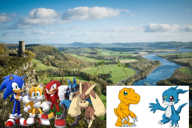 Sonic and Friends having a Scotland adventure | image tagged in scotland river tay,sonic the hedgehog,pokemon,digimon,crossover | made w/ Imgflip meme maker