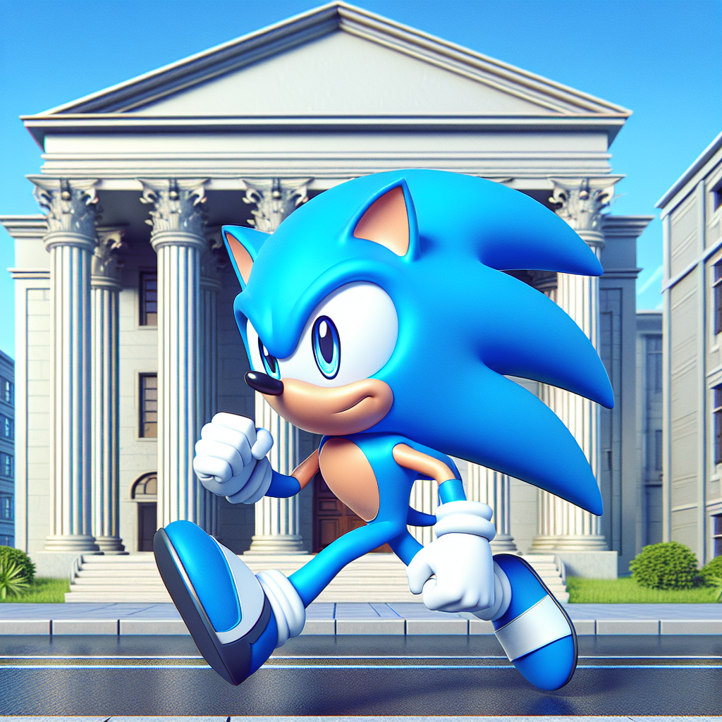 sonic running toward a courthouse Blank Meme Template