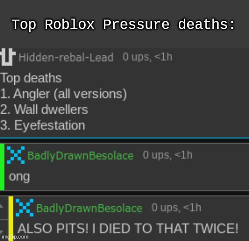 Top Roblox Pressure deaths: | made w/ Imgflip meme maker