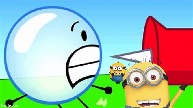 Minions and bfdi crossover meme | image tagged in bfdi pin and bubble | made w/ Imgflip meme maker