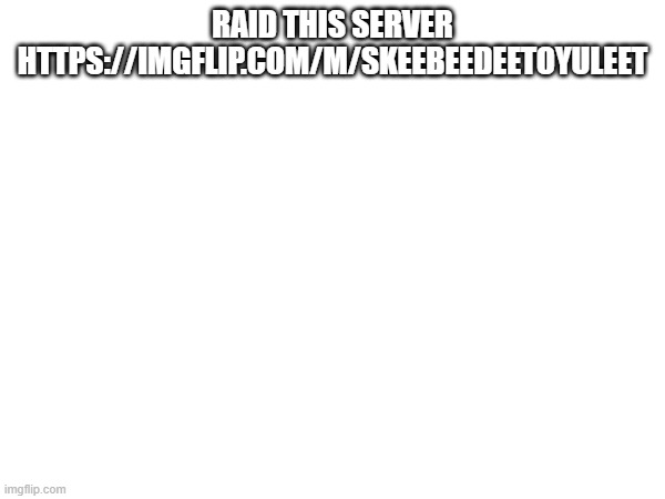 raid this server | RAID THIS SERVER HTTPS://IMGFLIP.COM/M/SKEEBEEDEETOYULEET | image tagged in raid | made w/ Imgflip meme maker