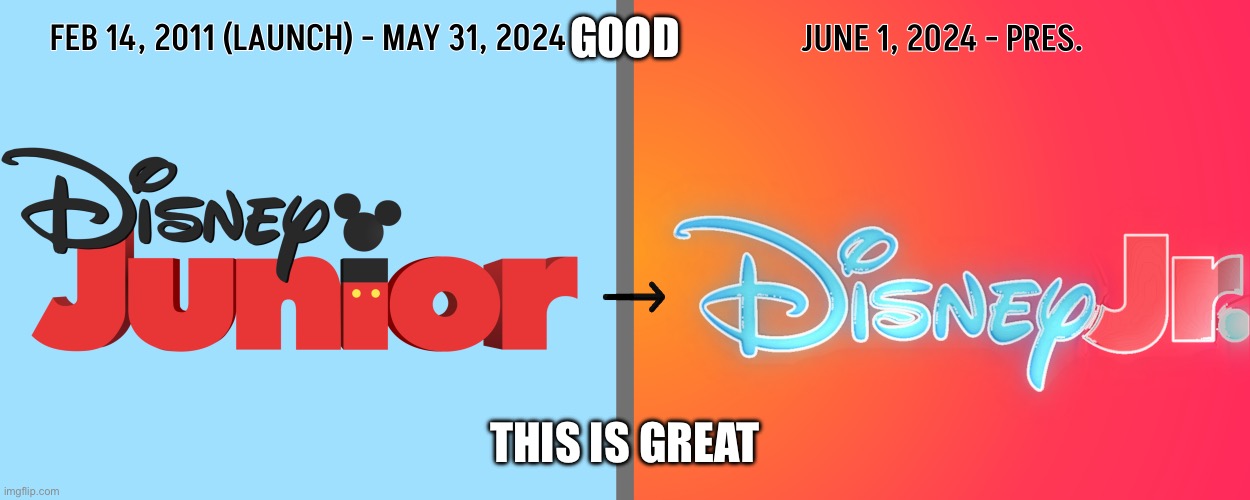 Disney Junior to Disney Jr. Rebrand | GOOD; THIS IS GREAT | image tagged in disney junior to disney jr rebrand | made w/ Imgflip meme maker