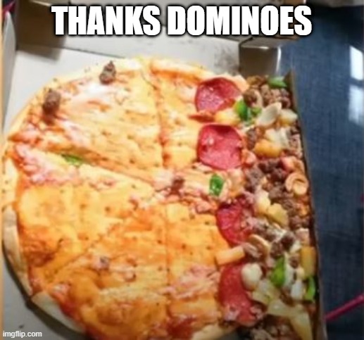 Pizza FAIL | THANKS DOMINOES | image tagged in you had one job | made w/ Imgflip meme maker