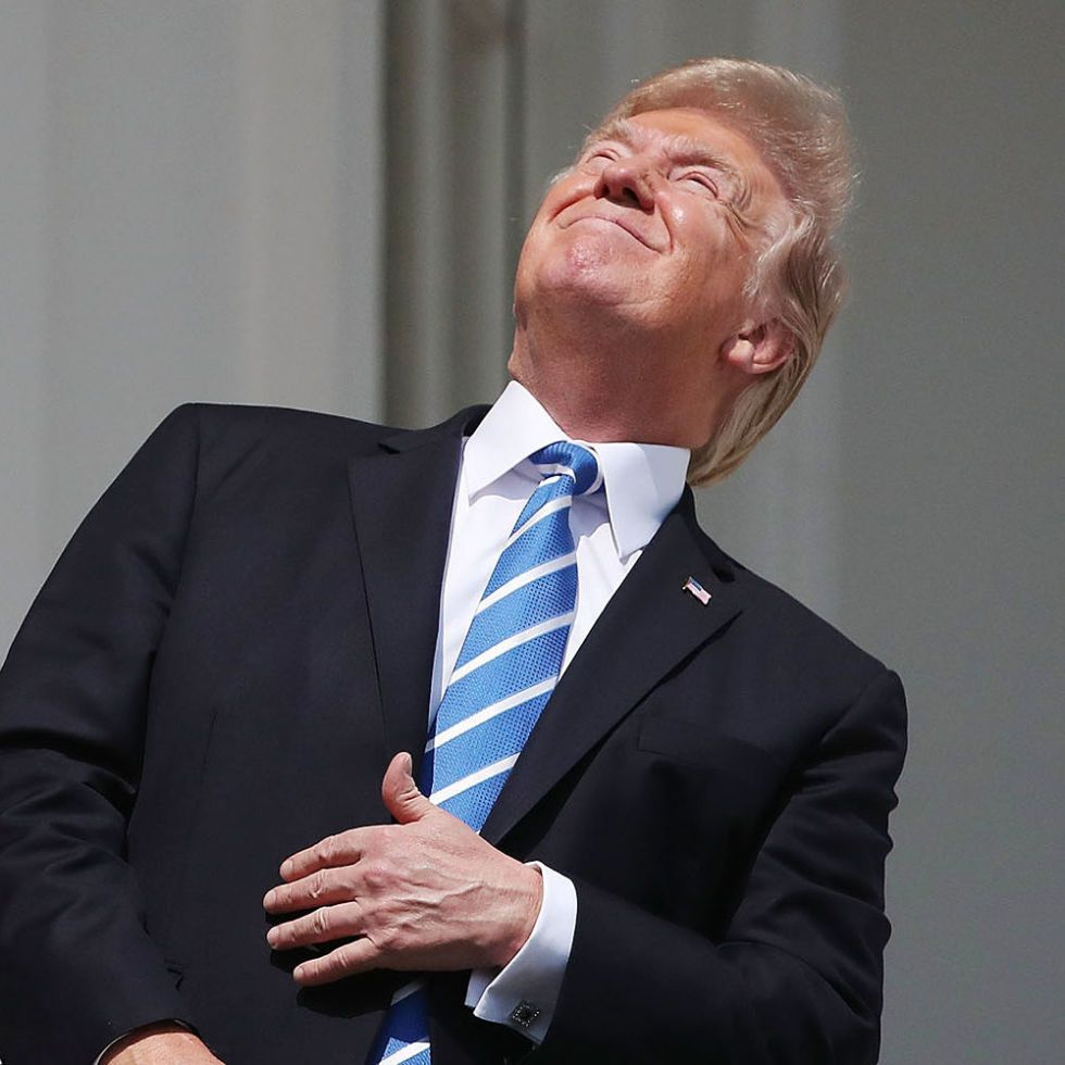 Trump looking at eclipse Blank Meme Template