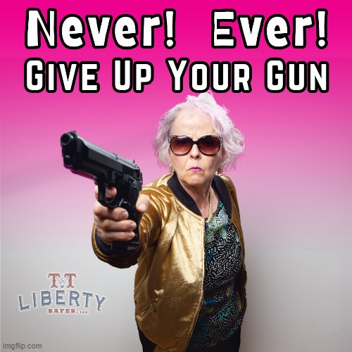 2nd Amendment | image tagged in memes,gun rights,pink,holding a gun,old woman,granny | made w/ Imgflip meme maker