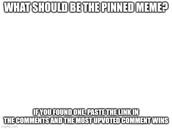 WHAT SHOULD BE THE PINNED MEME? IF YOU FOUND ONE, PASTE THE LINK IN THE COMMENTS AND THE MOST UPVOTED COMMENT WINS | made w/ Imgflip meme maker