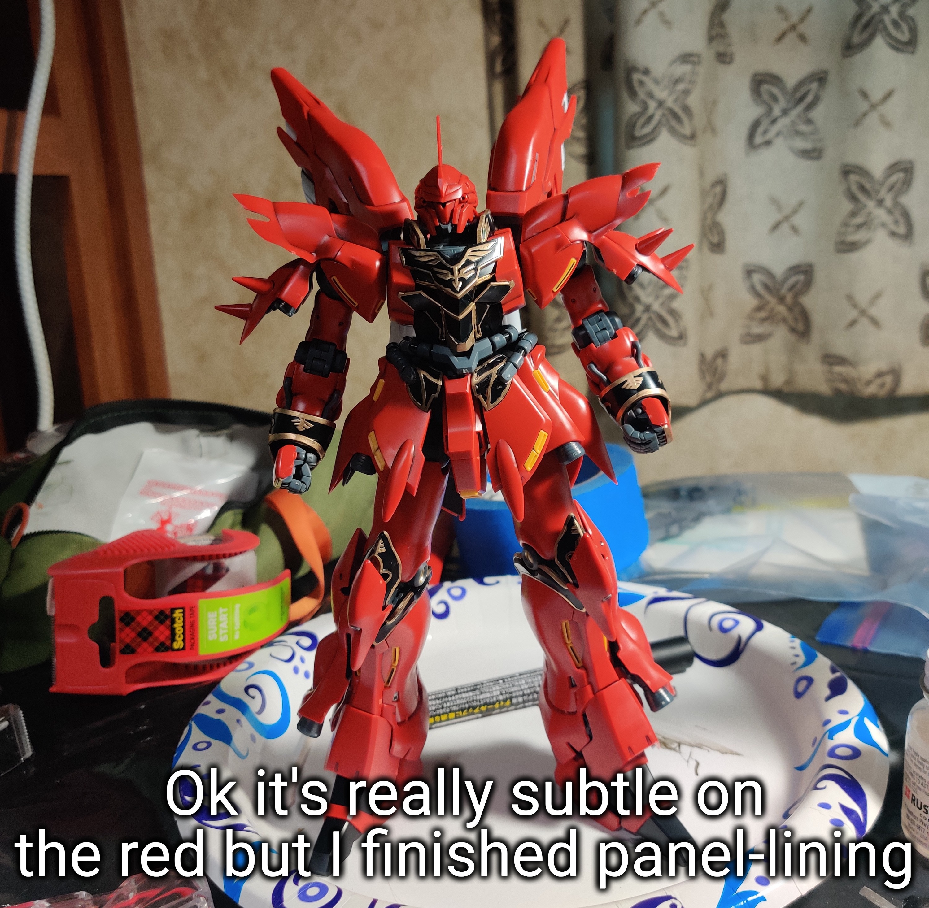 It's easier to see in person. Still have to do the weapons though | Ok it's really subtle on the red but I finished panel-lining | made w/ Imgflip meme maker