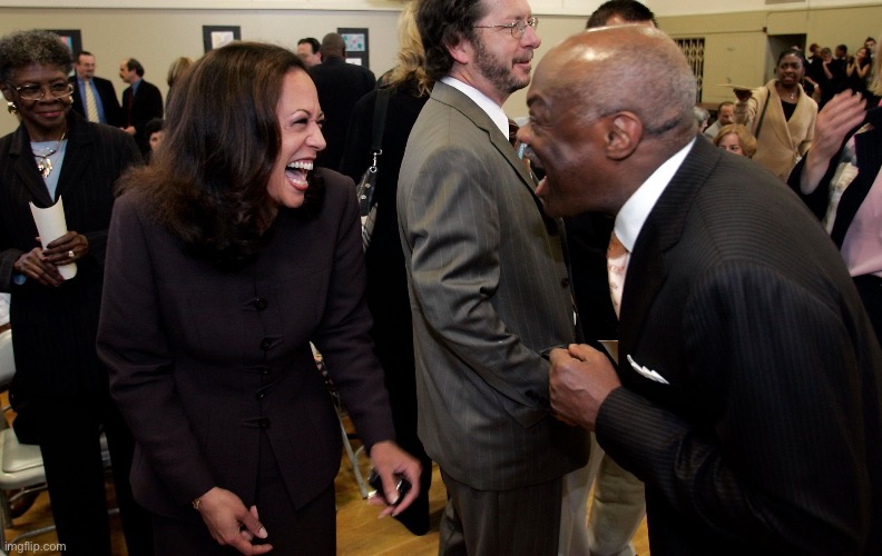 Harris and Willie Brown laughing | image tagged in harris and willie brown laughing | made w/ Imgflip meme maker