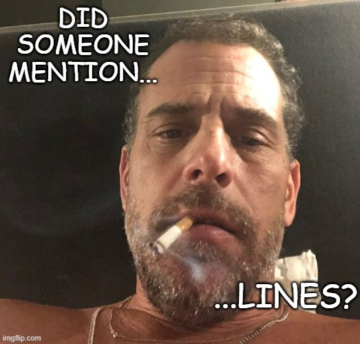 Hunter Biden | DID SOMEONE MENTION... ...LINES? | image tagged in hunter biden | made w/ Imgflip meme maker