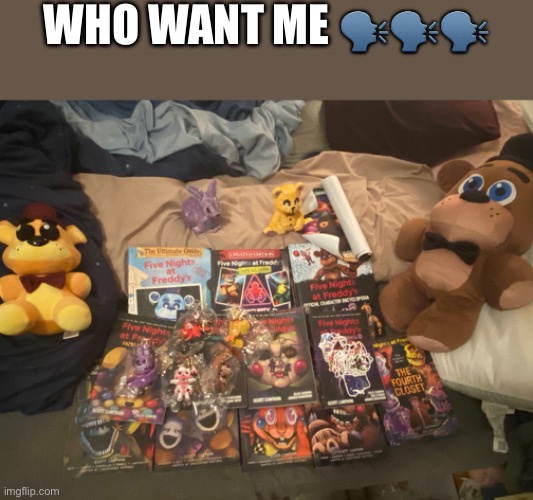 The scary part is that this is only some of my stuff ;-; | WHO WANT ME 🗣️🗣️🗣️ | image tagged in fnaf,who want me | made w/ Imgflip meme maker