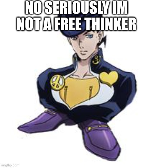 shoesuke | NO SERIOUSLY IM NOT A FREE THINKER | image tagged in shoesuke | made w/ Imgflip meme maker