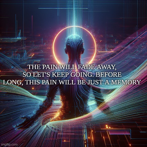 Me | THE PAIN WILL FADE AWAY, SO LET'S KEEP GOING. BEFORE LONG, THIS PAIN WILL BE JUST A MEMORY | image tagged in motivation | made w/ Imgflip meme maker