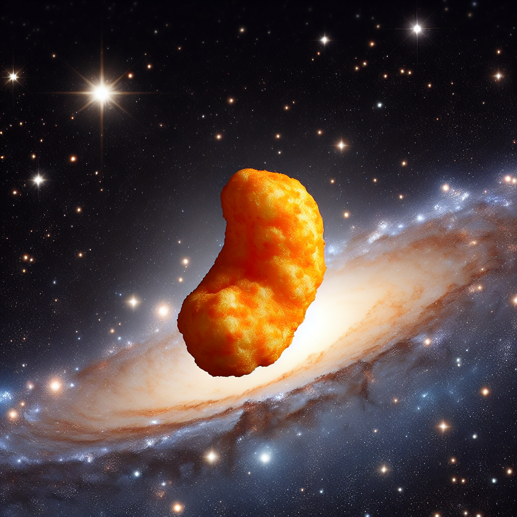 High Quality Cheeto puff floating in space Blank Meme Template