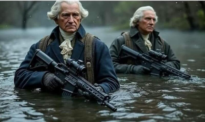 Patriot George Washington with Tactical weapons Blank Meme Template