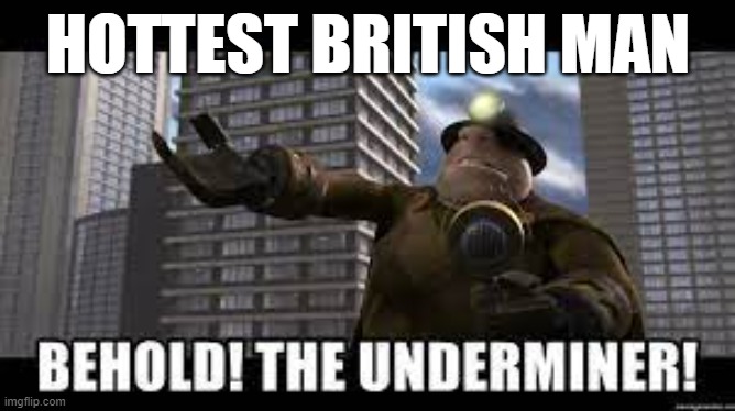 im not wrong | HOTTEST BRITISH MAN | image tagged in behold the underminer,british | made w/ Imgflip meme maker