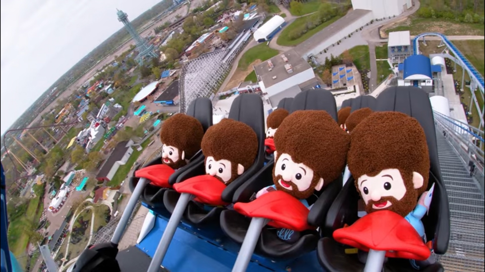 Bob Ross dolls on rollercoaster Blank Meme Template