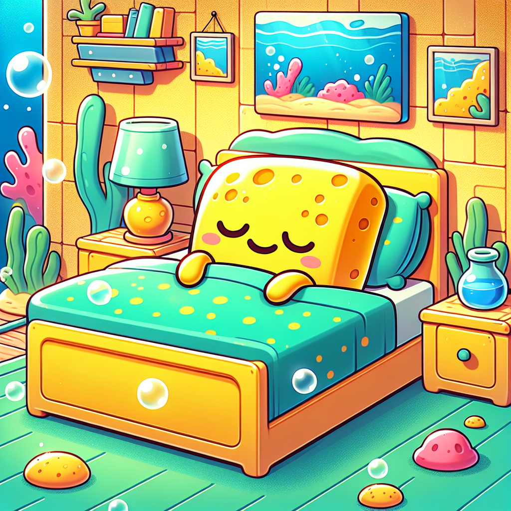 Sleeping very happily in a SpongeBob bed Blank Meme Template