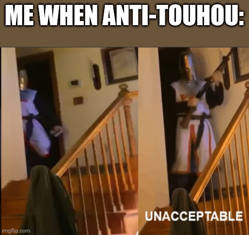 Unacceptable | ME WHEN ANTI-TOUHOU: | image tagged in unacceptable | made w/ Imgflip meme maker