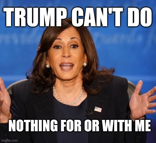 Kamala vs Trump | TRUMP CAN'T DO; NOTHING FOR OR WITH ME | image tagged in kamala harris | made w/ Imgflip meme maker