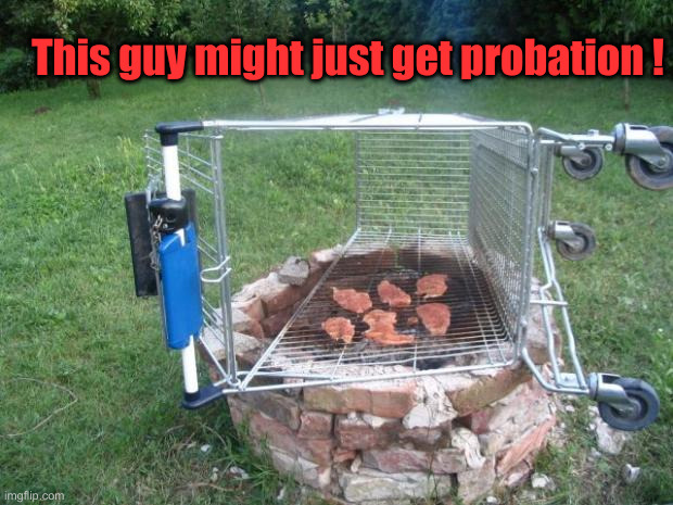 shopping-cart-grill | This guy might just get probation ! | image tagged in shopping-cart-grill | made w/ Imgflip meme maker