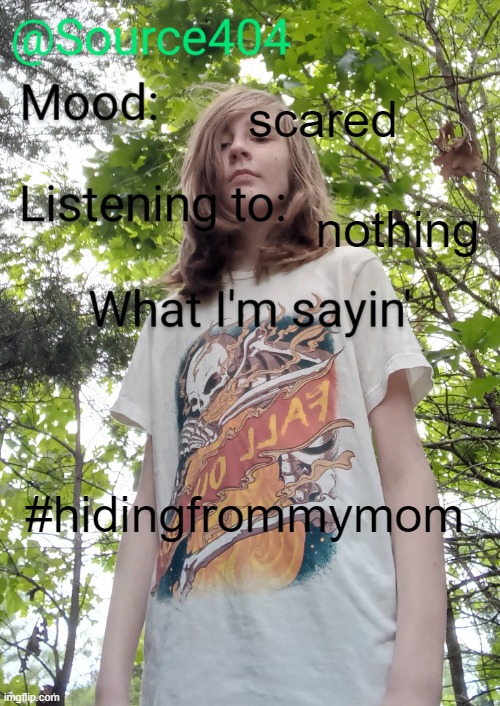 Source's temp | scared; nothing; #hidingfrommymom | image tagged in source's temp | made w/ Imgflip meme maker