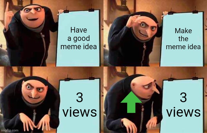 Gru's Plan | Have a good meme idea; Make the meme idea; 3 views; 3 views | image tagged in memes,gru's plan | made w/ Imgflip meme maker