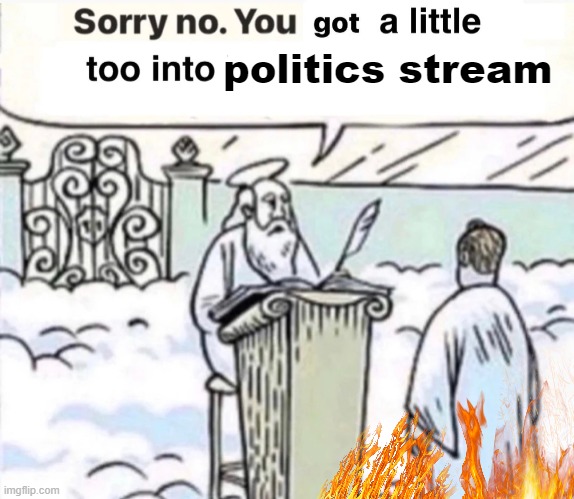 You Got A Little Too Into X | politics stream | image tagged in you got a little too into x | made w/ Imgflip meme maker