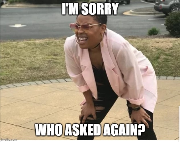 Me looking for | I'M SORRY WHO ASKED AGAIN? | image tagged in me looking for | made w/ Imgflip meme maker