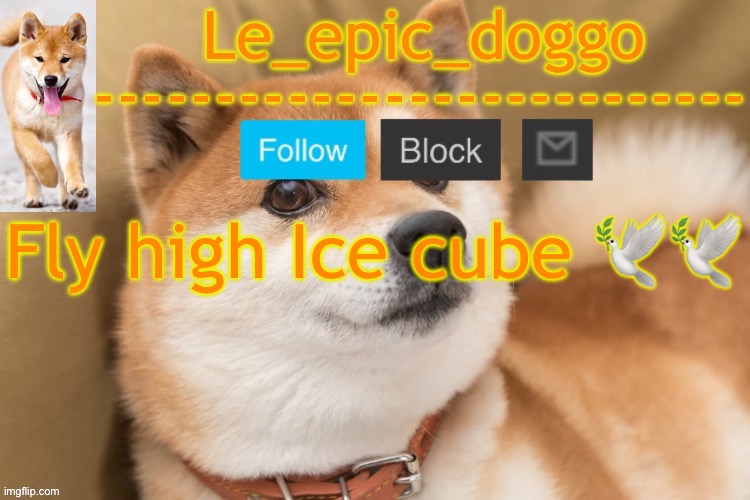 RIP ICE CUBE BRO | Fly high Ice cube 🕊️🕊️ | image tagged in epic doggo's temp back in old fashion | made w/ Imgflip meme maker