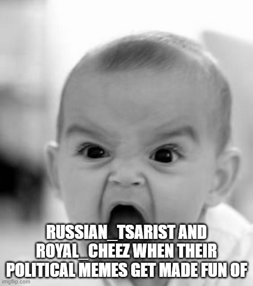 Angry Baby | RUSSIAN_TSARIST AND ROYAL_CHEEZ WHEN THEIR POLITICAL MEMES GET MADE FUN OF | made w/ Imgflip meme maker