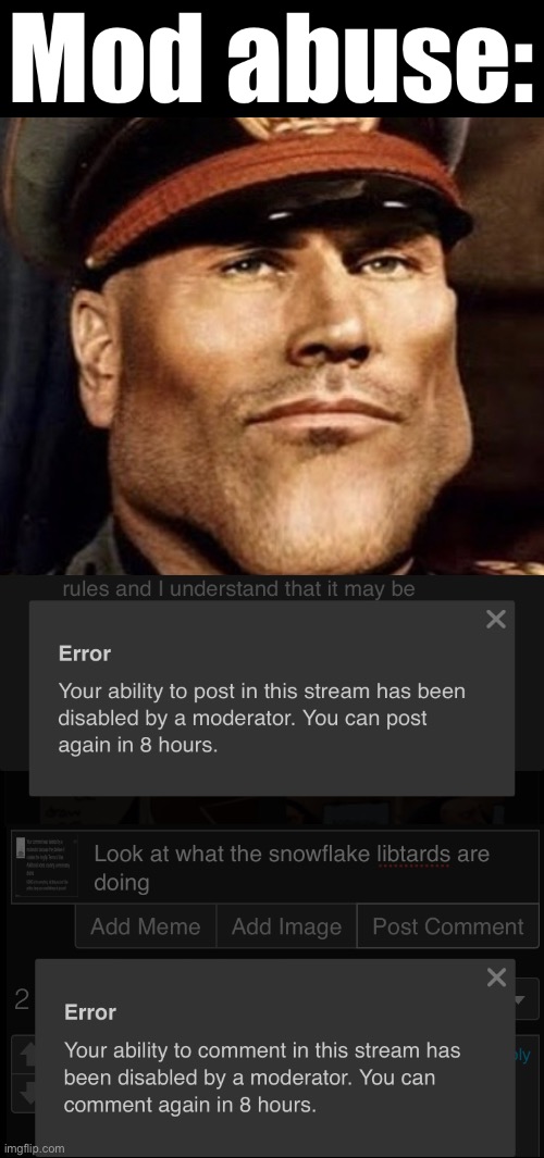 Mod abuse Mussolini | image tagged in mod abuse mussolini | made w/ Imgflip meme maker